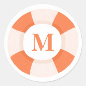Lifebuoy. Initiale Nautikkinder Monogramm/Meer Runder Aufkleber (Vorderseite)