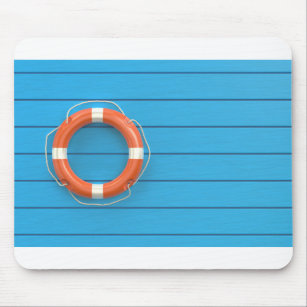 Lifebuoy-Ring auf dem blauen Boden Mousepad