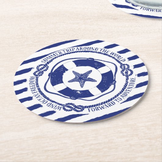 Lifebuoy und Starfish Runder Pappuntersetzer (Angewinkelt)