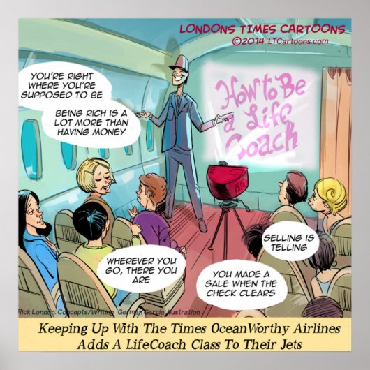 LifeCoach Class Airlines Funny Poster (Vorne)