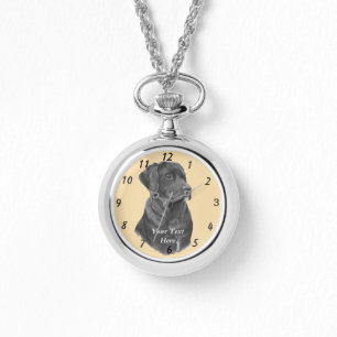 Lifelike-Porträtbild des schwarzen Labrador-Hunde Armbanduhr