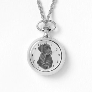 Lifelike Porträtbild des schwarzen Labrador-Hundes Armbanduhr