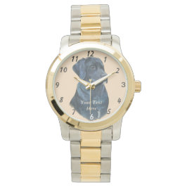 Lifelike Porträtbild des schwarzen Labrador-Hundes Armbanduhr