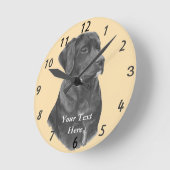 Lifelike Porträtmalerei eines schwarzen Labrador-H Runde Wanduhr (Winkel)