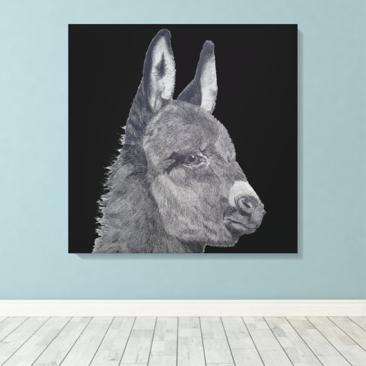 Lifelike Stift zeichnend niedlicher Esel Leinwanddruck (Insitu (Holzboden))