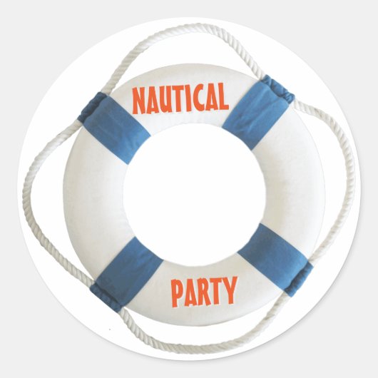 Lifering Buoy Nautical Party Runder Aufkleber (Vorderseite)
