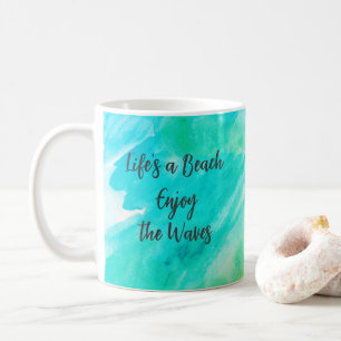 Life's a Beach Genießen Sie das Waves Blue Texture Kaffeetasse