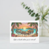 Life's a Beach Rentnerparty |  Postkarte (Stehend Vorderseite)
