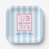 Life's a Beach Summer Blue Stripes Birthday Party Pappteller (Vorderseite)