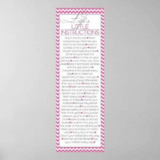 Lifes Little Instructions (pink) Poster (Vorne)