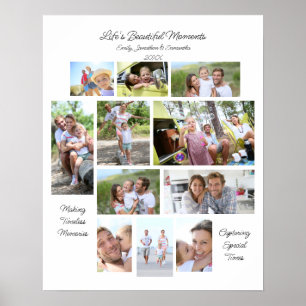 Lifes Schöne Momente 11 Fotos Collage Weiß Poster