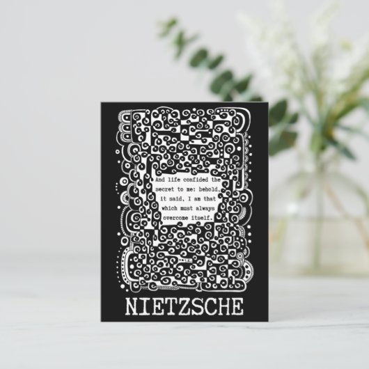 Lifes SECRET Zitat von Nietzsche Postkarte (Stehend Vorderseite)