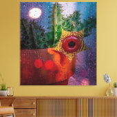 Lifesaver Cactus through a Rainy Window Leinwanddruck (Insitu (Wohnzimmer))