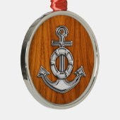 Lifesaver Chrome Like Anchor on Teak Veneer Silbernes Ornament (Rechts)