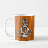 Lifesaver Chrome Style Anchor auf Teak Veneer Kaffeetasse (Links)