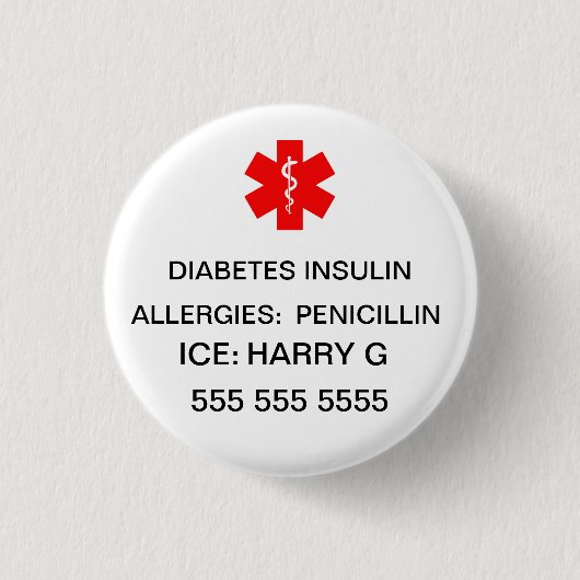 Lifesaving Medical Alert Emergency Details Button (Vorderseite)