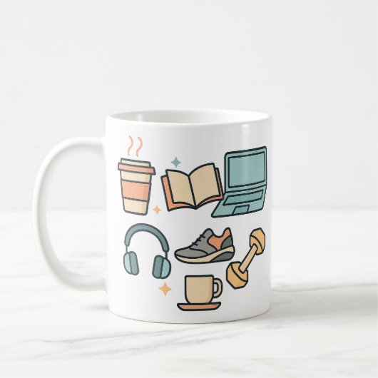 Lifestyle Icons Tasse - Kaffee, Studium, Fitness & (Links)