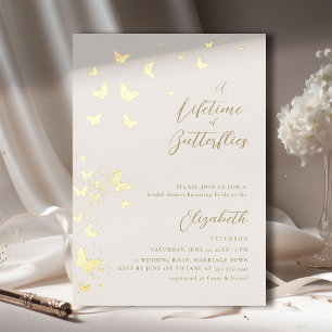Lifetime Butterfliegen Ivory Gold Chic Brautparty Folieneinladung