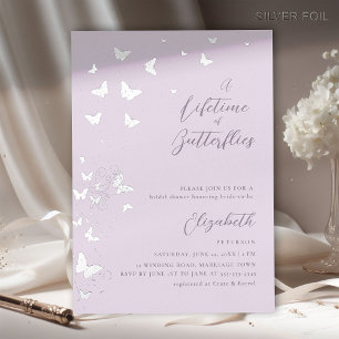 Lifetime Butterfliegen Lilac Silver Brautparty Folieneinladung