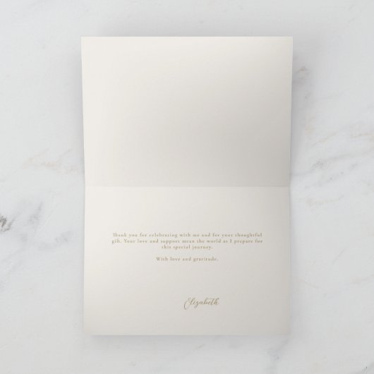 Lifetime Butterflies Elfenbein Gold Fold Brautpart Dankeskarte (Innenseite)