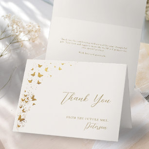 Lifetime Butterflies Elfenbein Gold Fold Brautpart Dankeskarte