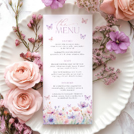 Lifetime of Butterflies Pastel Bridal Shower Menu Menükarte