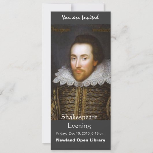Lifetime Portrait von Shakespeare Einladung (Vorderseite)