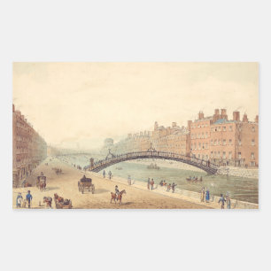 Liffey Bridge in Dublin von Samuel Frederick Broca Rechteckiger Aufkleber