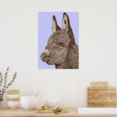 liflike drawing of cute donkey poster (Küche)