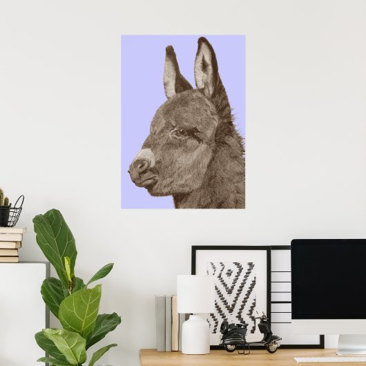 liflike drawing of cute donkey poster (Heimbüro)