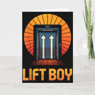 Lift Boy Retro Aufzug Design Lustig Vintage Stil Karte