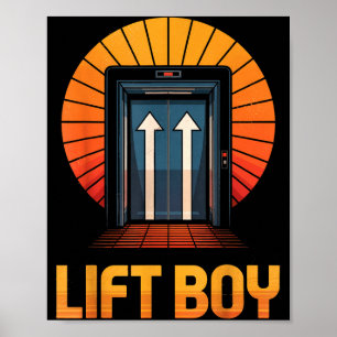 Lift Boy Retro Aufzug Design Lustiger Vintage Stil Poster