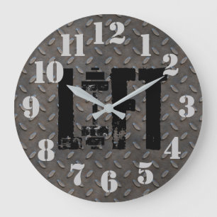 LIFT Diamantblech Stahl Industrielles Aussehen Große Wanduhr