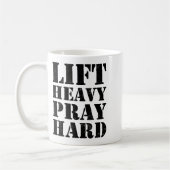 Lift Heavy Pray Hard Gym Christian Quote Kaffeetasse (Links)