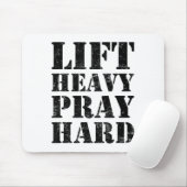 Lift Heavy Pray Hard Gym Christian Quote Mousepad (Mit Mouse)