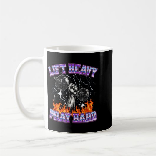 Lift Heavy Pray Hard Gym Christian Workout Men Wom Kaffeetasse (Links)