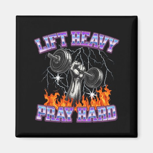 Lift Heavy Pray Hard Gym Christian Workout Men Wom Magnet (Vorne)