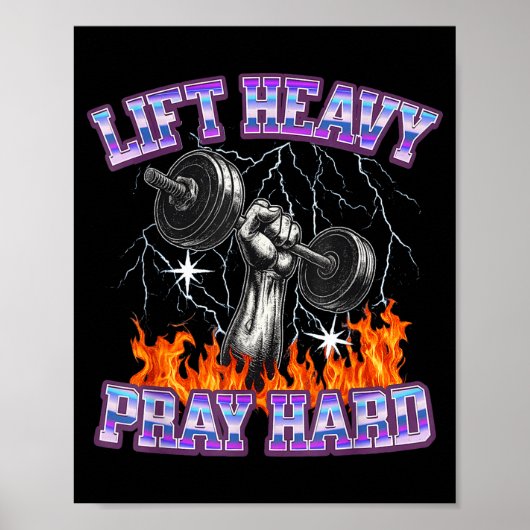 Lift Heavy Pray Hard Gym Christian Workout Men Wom Poster (Vorne)