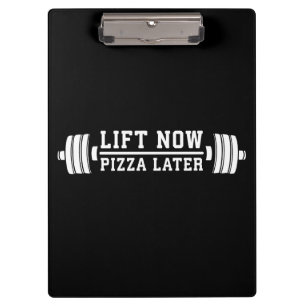Lift Now, Pizza Spater, Barbell - Funny Novelty Gy Klemmbrett