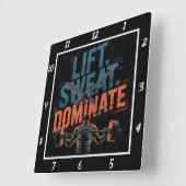 Lift Sweat Dominate Gym Motivation Quadratische Wanduhr (Winkel)