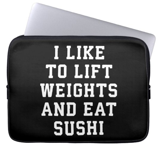Lift Weights and Eat Sushi - Funny Carbs Novelty Laptopschutzhülle (Vorderseite)