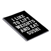 Lift Weights and Eat Sushi - Funny Carbs Novelty Notizblock (Rechte Seite)