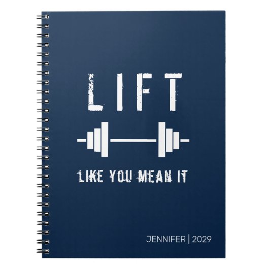 Lift wie Sie Gemein Es Blue White Fitness Notebook Notizblock (Vorderseite)