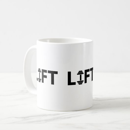 Lift Workout Gymlife Motivationstext Kaffeetasse (Vorderseite Links)