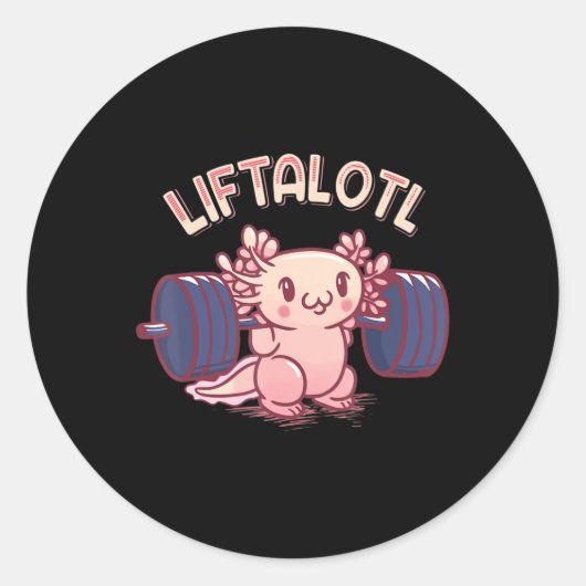 Liftalotl Lifting Axolotl Weightlift Gym Workou Runder Aufkleber (Vorderseite)
