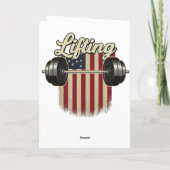 Lifting Barbell American Flag Gym Vintage USA Karte (Rückseite)