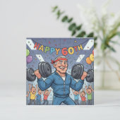Lifting Dumbell 60. lustige Geburtstagskarten Karte (Stehend Vorderseite)