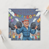 Lifting Dumbell 60. lustige Geburtstagskarten Karte (Vorderseite/Rückseite Beispiel)