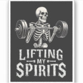 Lifting My Spirits Bodybuilding Skeleton Funny Gym Aufkleber (Vorderseite)