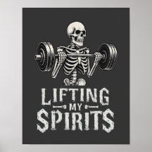 Lifting My Spirits Bodybuilding Skeleton Funny Gym